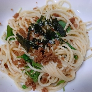 鶏そぼろの和風パスタ（冷製もOK！)